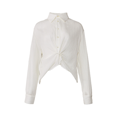 REFUSE CLUB 26SS 象牙白扭结褶皱开衫衬衣