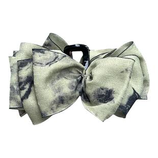 《墨彩画廊》新中式多层水墨绿后脑勺发卡发大号抓夹鲨鱼夹发量多