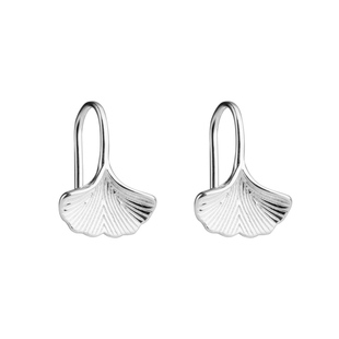 通体S999足银纯银银杏叶子耳钩耳环耳饰女设计小众睡觉免摘养耳洞
