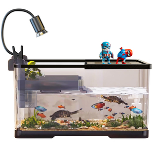 乌龟饲养缸生态造景巴西龟家用混养缸升降爬台带盖养龟养鱼专用箱