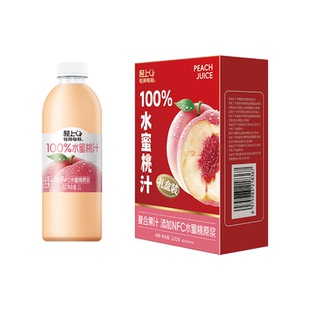 轻上蜜桃汁100%果汁含量含NFC水蜜桃原浆饮品1L瓶装喜庆年货礼盒