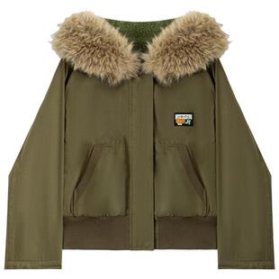 KEIKO [毛绒内里]可卸大毛领短款连帽棉服冬季美式飞行外套小棉袄