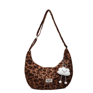 豹纹包包女款大容量斜挎女包2025新款冬超火通勤韩系帆布饺子包女