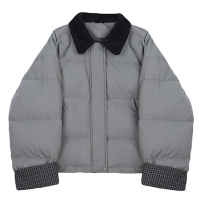 撞色翻领加厚保暖棉服女款2025新款秋冬季巨好看的夹棉外套上衣女