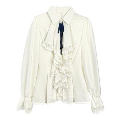 法式复古宫廷风蕾丝荷叶边衬衫