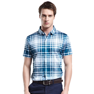 [专柜同款/梦特娇]男装衬衣2025夏季新款格子条纹短袖休闲衬衫