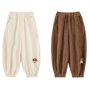 幼悠女童复古粗条灯芯绒休闲裤春秋俏皮可爱透气亲肤防风保暖裤子