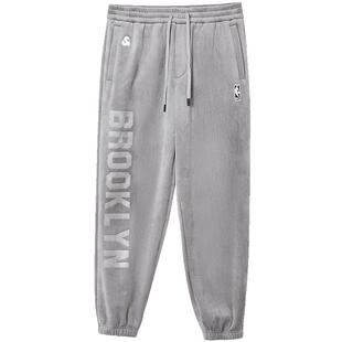 杰克琼斯男装秋季新款NBA联名篮网队篮球条绒休闲束脚卫裤男裤子