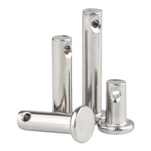 304不锈钢销轴平头带孔销插销定位销钉圆柱销子M3M4M5M6M8M10-M20