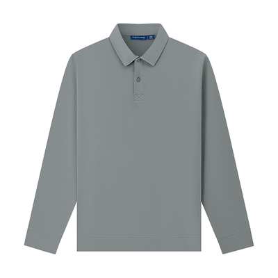 男士暖感远红外提花斜纹长袖翻领