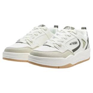 特步云帆板鞋男2025秋季新款皮网结合透气运动休闲鞋975319310017