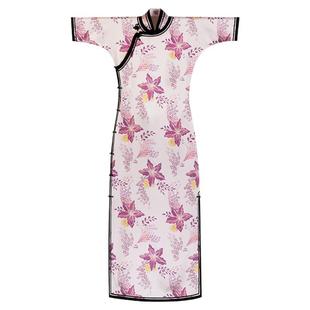 旋叶疏影丨一城风絮丨春夏真丝百合印花短袖民国风一片式旗袍日常