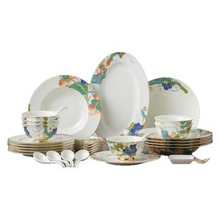 【高档餐具】国瓷永丰源幸福和鸣陶瓷碗碟餐具套装乔迁结婚礼物