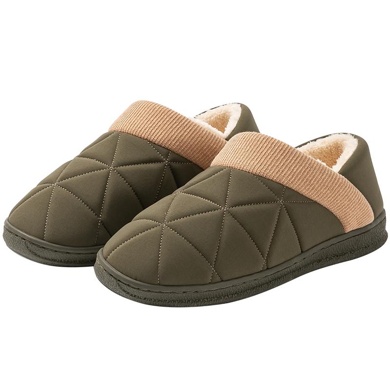 远港防水包跟棉拖鞋秋冬季男居家室内加绒保暖女地板防滑棉鞋冬天