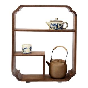 北美黑胡桃木新中式桌面多宝阁小型实木博古架置物架茶杯茶具收纳