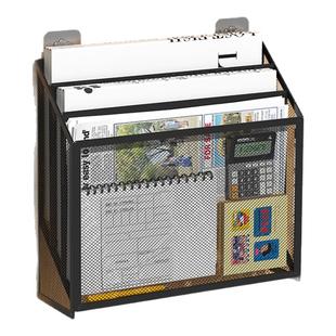 A4办公室屏风收纳筐工位壁挂式文件夹收纳架墙上金属多功能隔板资料架多层杂志报刊架子桌面搁板悬挂文具书立