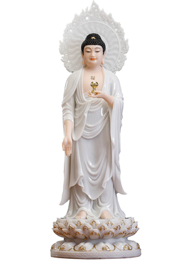 汉白玉西方三圣观音佛像家用供奉