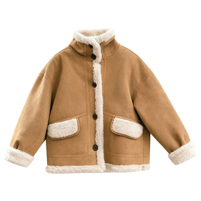 女童皮毛一体外套冬加绒保暖上衣