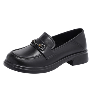 日泰乐福鞋春季新款轻便软底通勤小皮鞋真皮透气一脚蹬休闲女单鞋