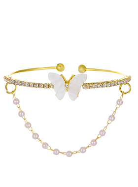 极光蝴蝶珍珠双层手镯女温柔甜美