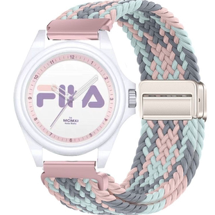 适用FILA斐乐6568男女生初高中手表带男女款磁吸编织替换透气腕带