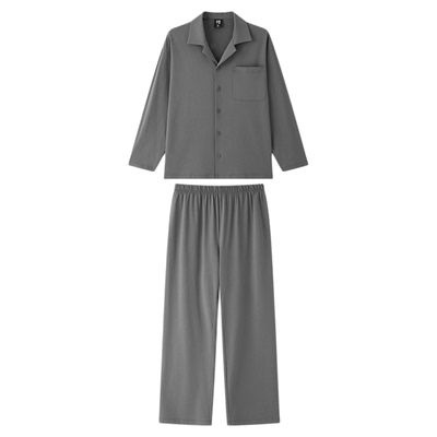 半墨大码男士睡衣纯棉古巴领