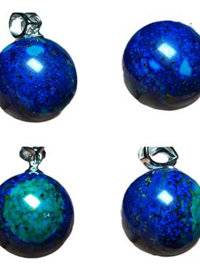 纯天然蓝铜矿转运珠吊坠S925银