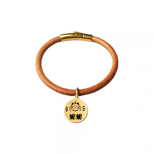 皮绳猫狗项链铃铛猫咪宠物项圈狗牌刻字猫牌小型犬脖圈定制防丢失