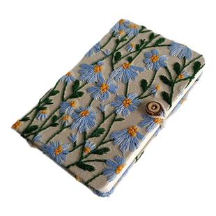 A5布艺绣记事本学生记录空白手账本简约可爱a6笔记本随身收集本子