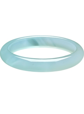 周六福天空蓝玉髓手镯宽条新中式国风圣诞礼物送妈妈