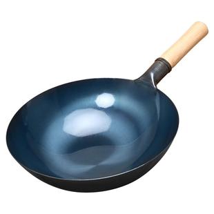 老式家用铁锅炒菜锅熟铁无涂层圆底已开锅燃气灶厨师繁良炒锅马勺