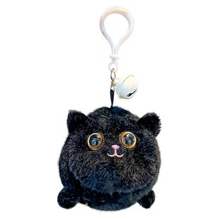 卡通猫咪会摇尾巴可爱毛绒钥匙扣男女学生书包挂件小饰品开学礼物
