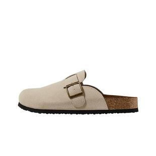 朴西观月包头休闲拖鞋半包外穿懒人鞋软木半拖复古办公室勃肯鞋女