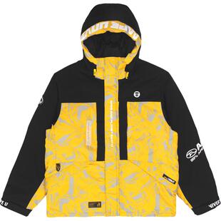 Aape旗舰店男装迷彩拼接字母印花连帽面包羽绒服外套7553XAJ