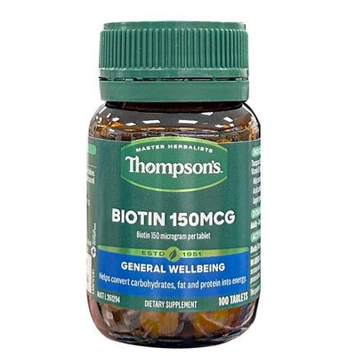 新西兰Thompsons汤普森高浓度生物素150mcg维生素防脱发白发100片
