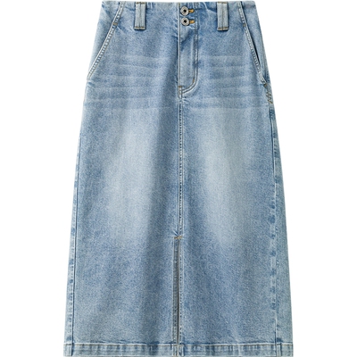 播商场同款开叉牛仔半身裙女夏季新款夏日梨型裙子BDS2BD2677