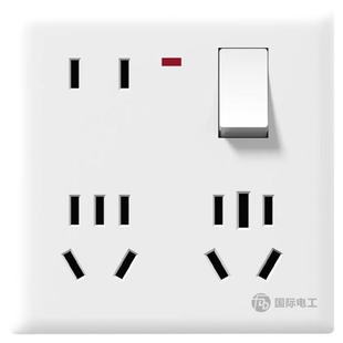 国际电工国标明暗装16A一开十二孔插座带灯86型多孔开关插座面板