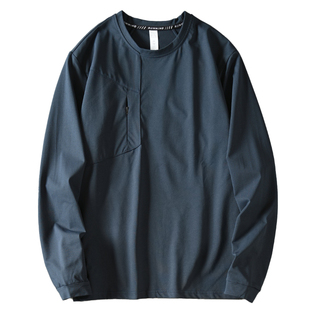 迪系RUNNING系列外贸男装户外速干透气弹力运动休闲长袖T恤卫衣潮