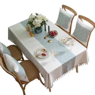 桌布轻奢高级感简约现代布艺餐桌布北欧长方形客厅茶几仿棉麻台布