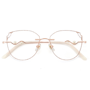 切边镶钻超轻无边框眼镜女近视可配有度数素颜神器无框眼睛架大框