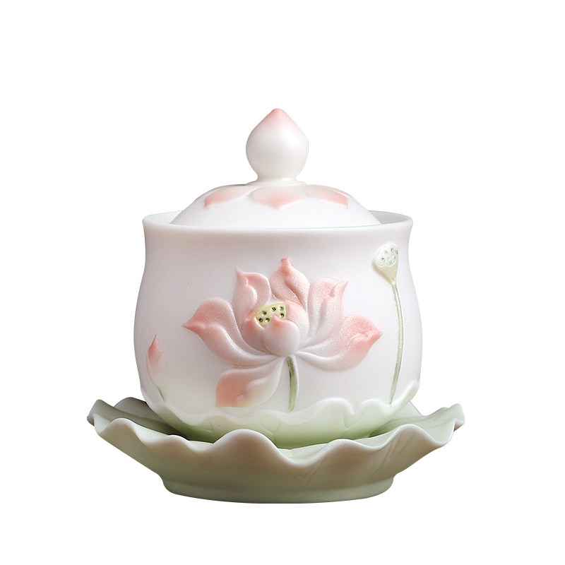 【新品首发】珠光彩陶瓷莲花水杯