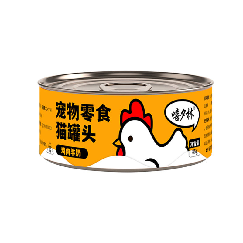 嘻夕林羊奶鸡丝猫咪罐头85g成幼猫宠物猫孕猫通用补水鸡肉零食罐
