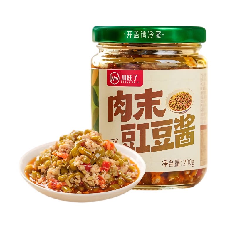 川娃子25%肉末豇豆酱200g农家风味酸豇豆下饭拌面酱菜泡菜