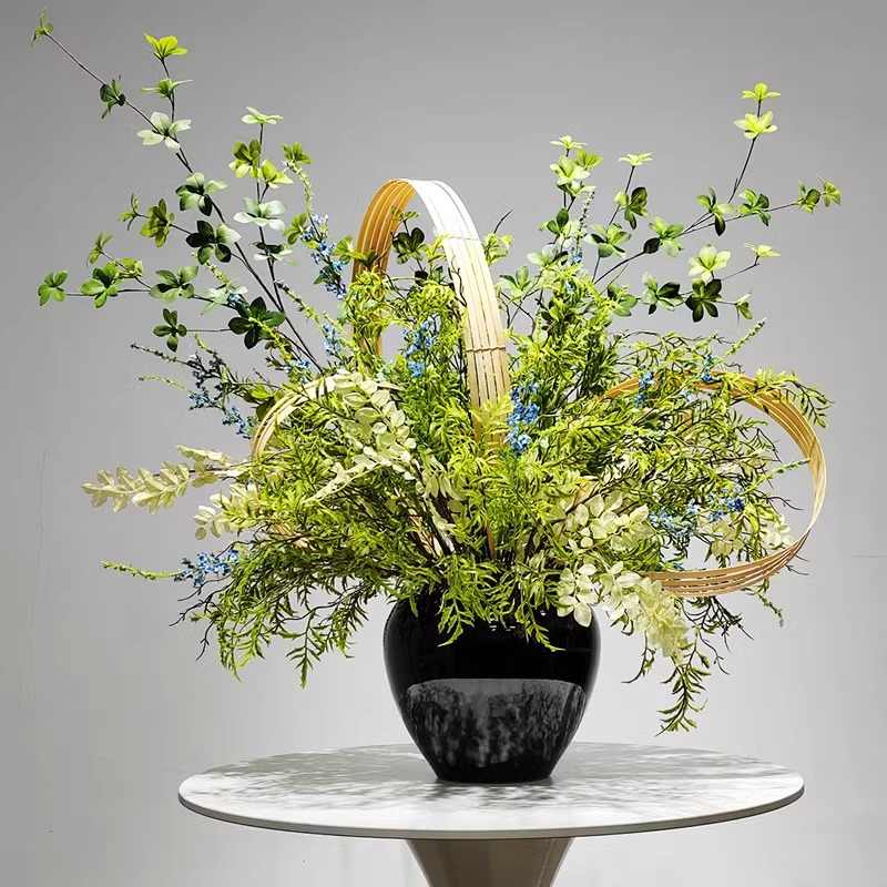 新中式彷真花艺摆件客厅餐桌茶几样板间酒店前台假花绿植盆景装饰