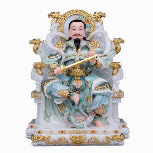 真武大帝神像摆件九龙椅家居供奉装饰品玄武玄天上帝祖师汉白玉