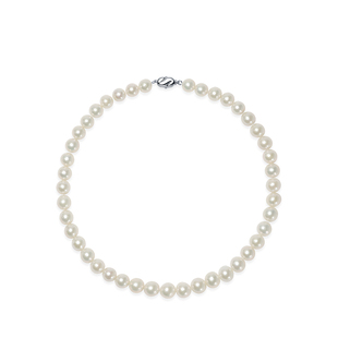 京润珍珠昭宛925银淡水有核珍珠大颗全珠项链8-10mm白色圆形女L*D