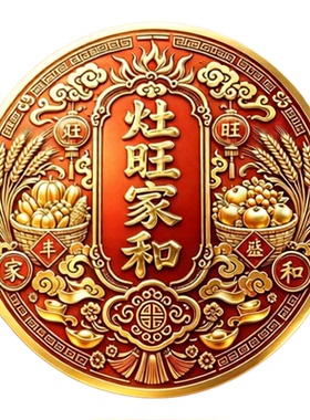 灶台贴灶旺家和吉祥旺财灶王贴