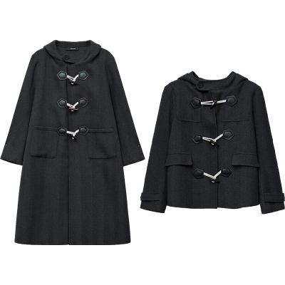 DM100大码百分百女装微胖mm冬季学院风正肩长短款毛呢大衣外套