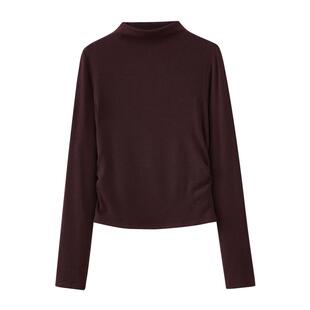 水云间女装 通勤修身简约休闲棉半高领针织衫上衣25冬季新款