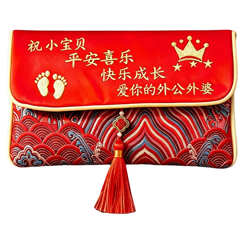 新款一岁一礼周岁生日锦缎创意万红包/利是封